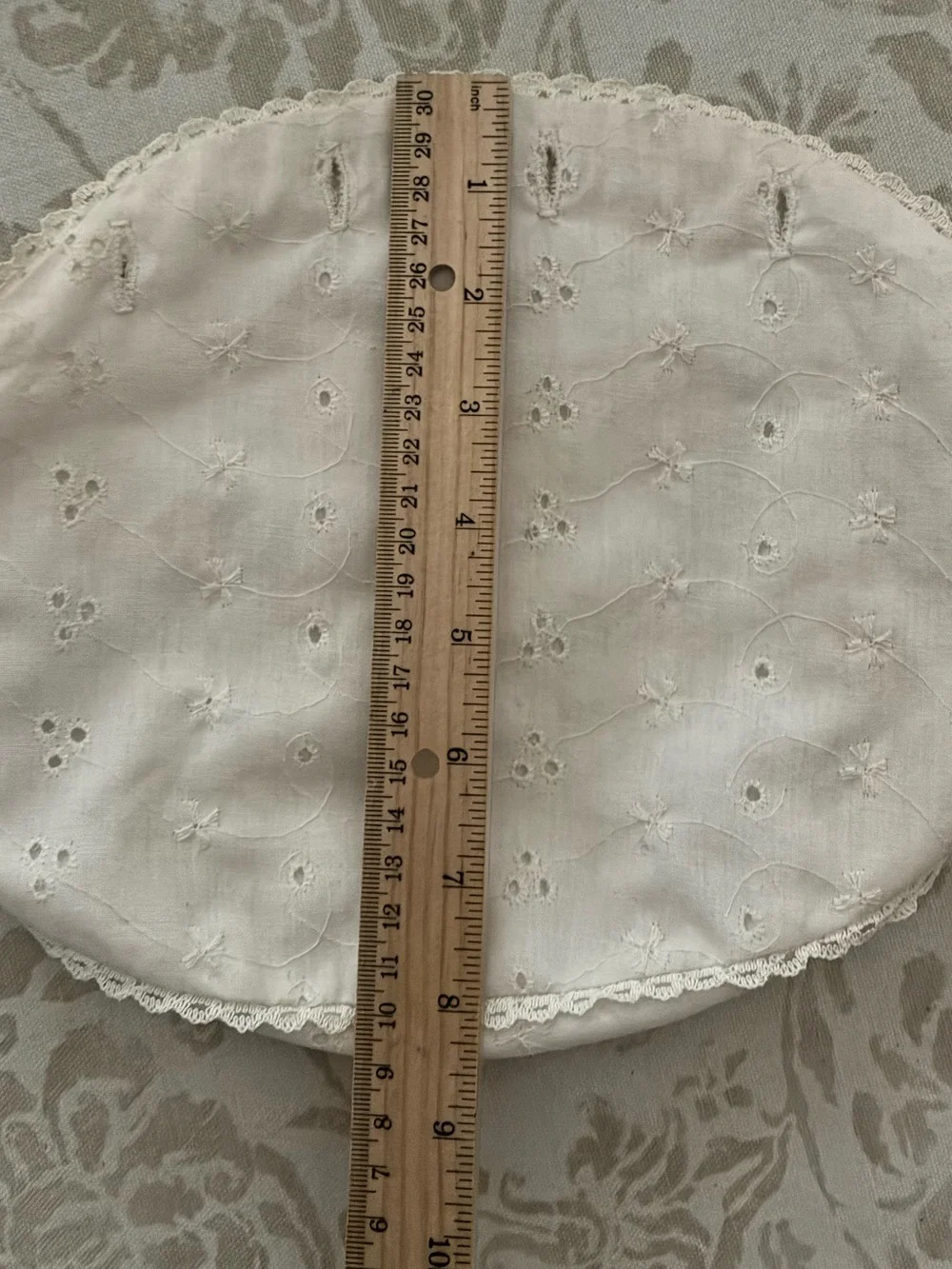 Bermuda Bag Cover Ivory White Eyelet Cotton 4 Button Vintage